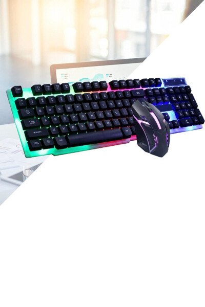 3'ü 1 Arada Oyuncu Klavye Seti Kablolu Rgb Aydınlatmalı Set Gamer Pc Oyun Seti Klavye - 9