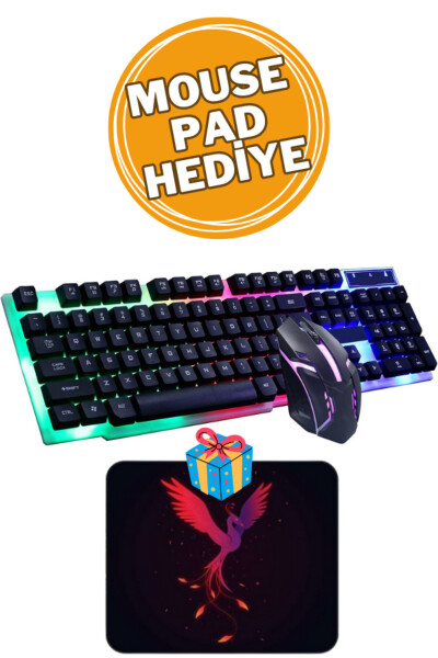 3'ü 1 Arada Oyuncu Klavye Seti Kablolu Rgb Aydınlatmalı Set Gamer Pc Oyun Seti Klavye - 13