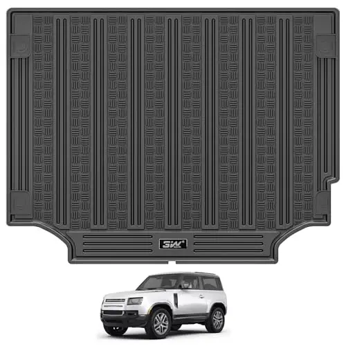 3W Cargo Liner Fit 2020-2025 2026 Land Rover/Range Rover Defender 110 5 Seats, (NOT for Defender 110s/Rubber Flooring), TPE All Weather Custom Fit Trunk Mat for Land Rover Defender, Black - 1