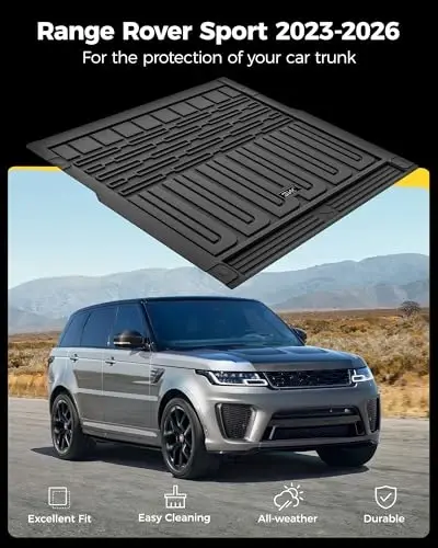 3W Cargo Liner Fit for Range Rover Sport 2023-2025 2026,TPE All Weather Custom Fit Trunk Mat for Range Rover Sport 2023 2024 2025 2026 Cargo Mats, Black - 3W (1)