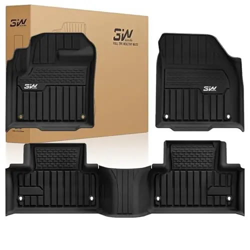 3W Durable TPE Black Floor Mats, Custom Fit for Range Rover/Land Rover Evoque 2011-2019 (Not for Convertible), 1st & 2nd Row All-Weather Vehicle Mat Set - 1