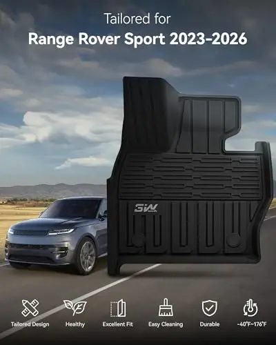 3W Floor Mats & Cargo Liner Fit Range Rover Sport 2023-2025 2026 (Not for Range/Land Rover Discovery Sport) TPE All Weather Custom Fit for Land Rover Sport 1st and 2nd Row Full Set Car Liners, Black - 3W (1)