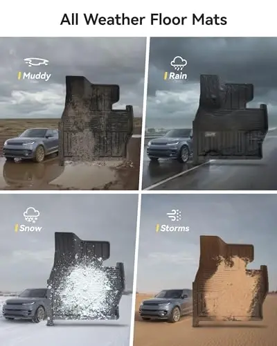 3W Floor Mats & Cargo Liner Fit Range Rover Sport 2023-2025 2026 (Not for Range/Land Rover Discovery Sport) TPE All Weather Custom Fit for Land Rover Sport 1st and 2nd Row Full Set Car Liners, Black - 5