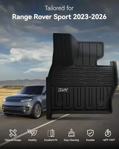 3W Floor Mats & Cargo Liner Fit Range Rover Sport 2023-2025 2026 (Not for Range/Land Rover Discovery Sport) TPE All Weather Custom Fit for Land Rover Sport 1st and 2nd Row Full Set Car Liners, Black - 3W (1)