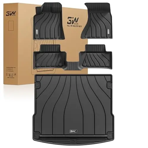 3W Floor Mats & Cargo Liner for Porsche Macan 2014-2025 2026 TPE All Weather Custom Fit Floor Liner for Macan Full Set Car Liner Black - 3W