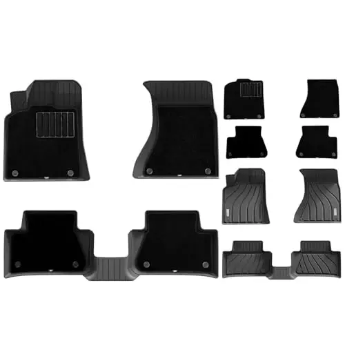 3W Floor Mats & Carpet fit for Porsche Macan(2014-2025 2026), 1st & 2nd Row TPE All-Weather Custom Fit Car Liner, Black 