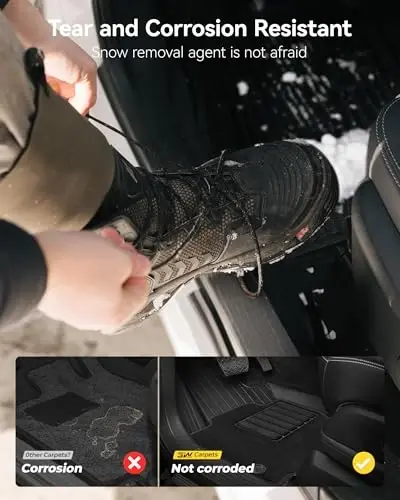 3W Floor Mats & Carpet fit for Porsche Macan(2014-2025 2026), 1st & 2nd Row TPE All-Weather Custom Fit Car Liner, Black - 5
