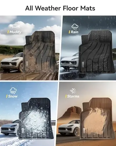 3W Floor Mats Compatible for Porsche Macan 2014-2025 2026 TPE All Weather Custom Fit Floor Liner 1st and 2nd Row Car Mats Black - 6