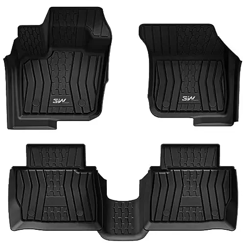3W Floor Mats Fit 2017-2020 Ford Fusion (Include Hybrid) & Lincoln MKZ All Weather TPE Custom Fit Floor Liner, 1st & 2nd Row Full Set Car Liners Black - 1