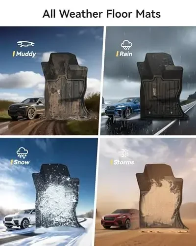 3W Floor Mats Fit for Jaguar F-pace & Land Rover Range Rover Velar 2017-2024 2025 2026, TPE All Weather Custom Fit Accessories for Jaguar F pace Floor Liner 1st and 2nd Row Full Set Car Mats, Black - 5