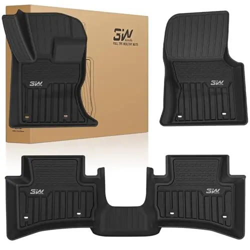 3W Floor Mats Fit for Jaguar F-pace & Land Rover Range Rover Velar 2017-2024 2025 2026, TPE All Weather Custom Fit Accessories for Jaguar F pace Floor Liner 1st and 2nd Row Full Set Car Mats, Black - 1