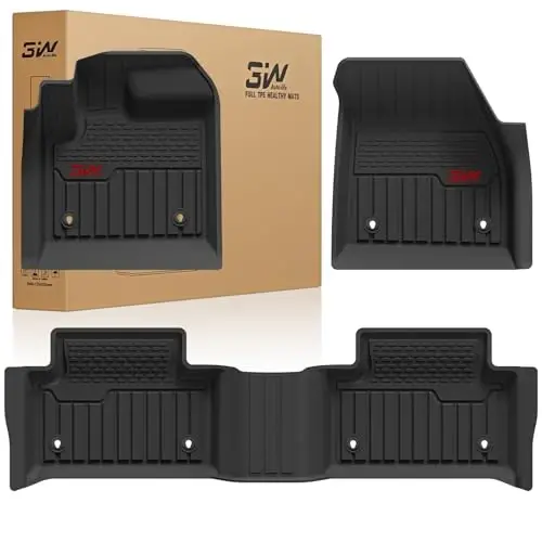 3W Floor Mats Fit for Land Rover/Range Rover Evoque 2020-2024 2025 2026, TPE All Weather Custom Fit Floor Liner,1st & 2nd Row Full Set TPE All-Weather Car Mats with Red Logo, Black - 3W