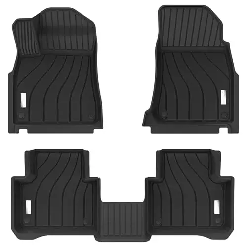 3W Floor Mats Fit Porsche Cayenne 2019-2025 2026 (5 PCS), TPE All Weather Custom Fit Floor Liner for Porsche Cayenne 1st and 2nd Row 5 PCS Car Mats, Black - 3W