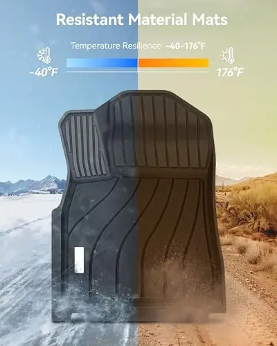 3W Floor Mats Fit Porsche Cayenne 2019-2025 2026 (5 PCS), TPE All Weather Custom Fit Floor Liner for Porsche Cayenne 1st and 2nd Row 5 PCS Car Mats, Black - 4