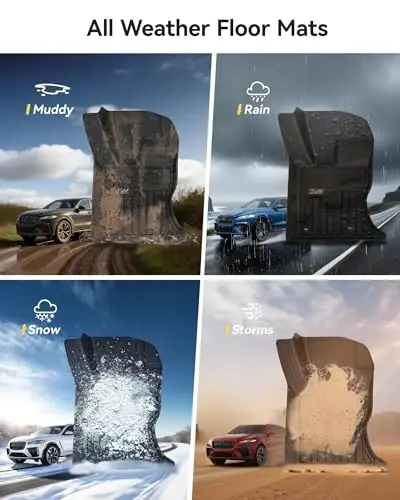 3W Gilamchalari Jaguar F-pace & Land Rover Range Rover Velar 2017-2024 2025 2026 uchun mos, TPE Barcha ob-havo sharoitlariga moslashtirilgan aksessuarlar Jaguar F pace Gilamchasi 1 va 2-qator to'liq to'plam Avtomobil gilamlari, Qora - 5