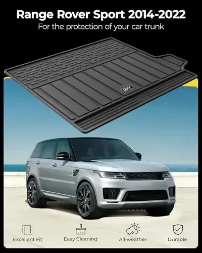 3W Cargo Liner Fit for Range Rover Sport 2014-2022,TPE All Weather Custom Fit Trunk Mat for Range Rover Sport Full Set Car Mats, Black - 3W (1)