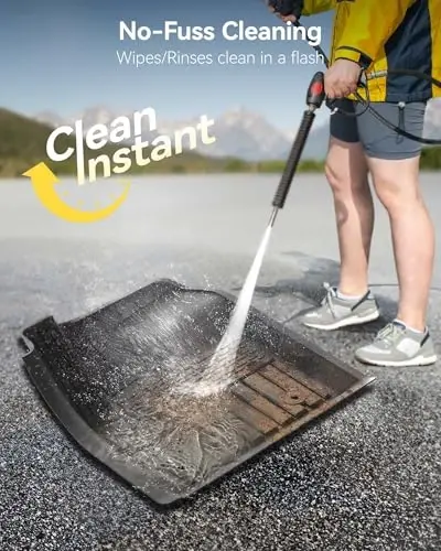 3W Коврики для Land Rover/Range Rover Evoque 2020-2024 2025 2026, TPE Всепогодные коврики, 1-й и 2-й ряд, полный комплект TPE Всепогодные автомобильные коврики с красным логотипом, Черный - 4