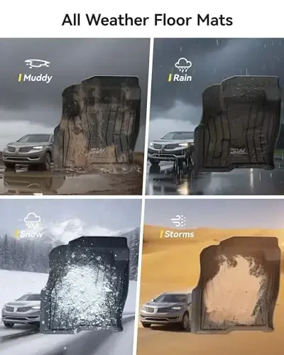 3W Коврики для пола для Lincoln MKX 2016 2017 2018 & Lincoln Nautilus 2019-2022, TPE всепогодные коврики индивидуальной подгонки, полный комплект 1-го и 2-го ряда, черный - 5