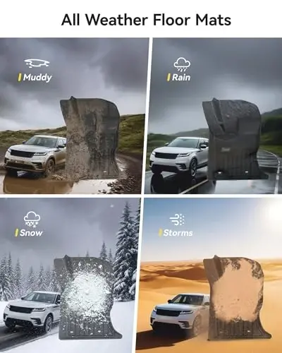 3W Коврики для пола подходят для 2017-2025 2026 Range Rover Land Rover Velar/Jaguar F-Pace, TPE Всепогодные коврики для пола, изготовленные на заказ, для Range Rover Velar 1-го и 2-го ряда, полный комплект автомобильных ковриков, черные - 5