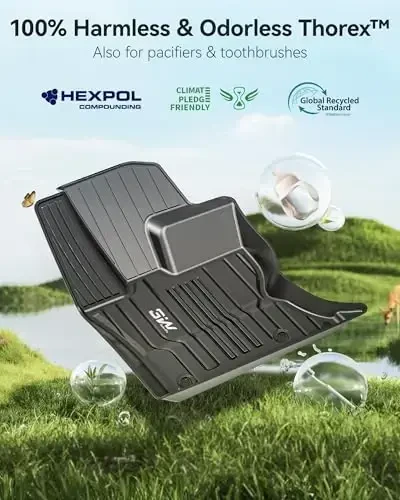 3W Коврики для пола подходят для Jaguar F-pace и Land Rover Range Rover Velar 2017-2024 2025 2026, TPE Всепогодные коврики на заказ для Jaguar F pace, 1-й и 2-й ряд, полный комплект автомобильных ковриков, черный - 7