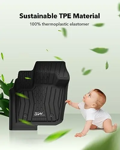 3W Floor Mats Fit 2017-2020 Ford Fusion (Include Hybrid) & Lincoln MKZ All Weather TPE Custom Fit Floor Liner, 1st & 2nd Row Full Set Car Liners Black - 5