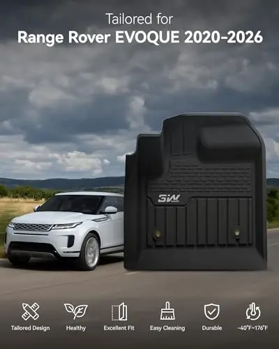 3W Floor mats & Cargo Liner fit for Range Rover Evoque 2020-2024 2025 2026,TPE All Weather Custom Fit Floor Liner Full Set Car Liners - 2