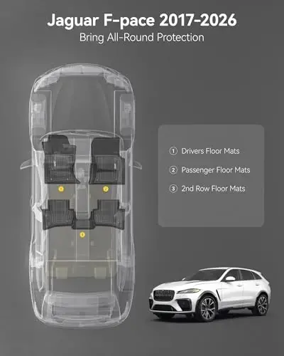 3W Floor Mats Fit for Jaguar F-pace & Land Rover Range Rover Velar 2017-2024 2025 2026, TPE All Weather Custom Fit Accessories for Jaguar F pace Floor Liner 1st and 2nd Row Full Set Car Mats, Black - 3
