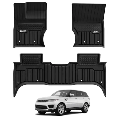 3W Pol Zaminlari, Range Rover Sport 2014-2022 ga mos keladi (Range/Land Rover Discovery Sport uchun emas) TPE Har qanday ob-havo sharoitida mos keladigan Land Rover Sport 1- va 2-qator to'liq to'plam avtomobil qoplamalari - Qora 
