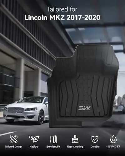 3W Poliklar 2017-2020 Ford Fusion (Gibridni o'z ichiga oladi) & Lincoln MKZ Barcha ob-havo TPE Maxsus polik, 1 va 2-qator To'liq avtomobil poliklari qora - 3W