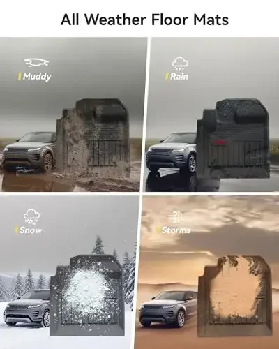 3W Polikli Land Rover/Range Rover Evoque 2020-2024 2025 2026 uchun mos, TPE Barcha Ob-Havo Maxsus Polikli, 1 va 2-Qator TPE Barcha Ob-Havo Avto Gilamlari Qizil Logotipi bilan, Qora - 5