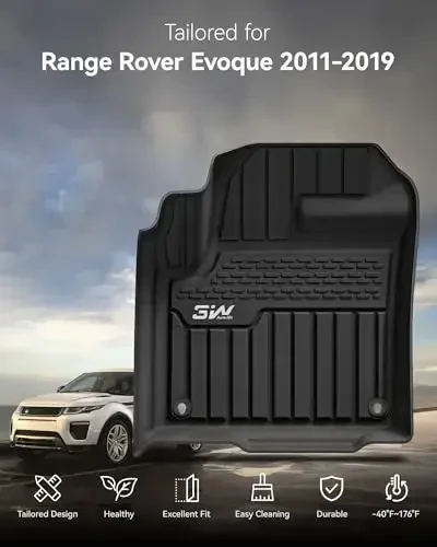 3W Прочные TPE Черные Коврики, Сделаны на заказ для Range Rover/Land Rover Evoque 2011-2019 (Не для Кабриолета), 1-ый и 2-ой Ряд Всепогодный Набор Ковриков для Автомобиля - 2