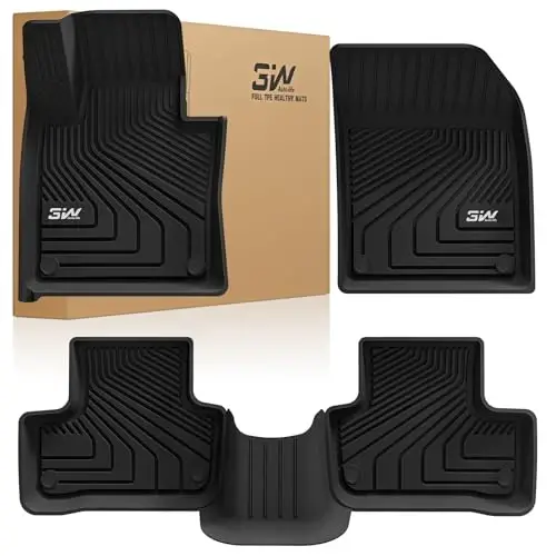 3W Floor Fit Volvo XC60 2018-2024 2025 2026 (Not for Hybrid or PHEV) TPE All-Weather Custom Fit T5 T6 Momentum Floor Liner for Volvo XC60 1st & 2nd Row Accessories Car Mats - 3W
