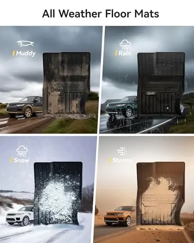 3W Floor Mats Fit Range Rover Sport 2014-2022(Not for Range/Land Rover Discovery Sport) TPE All Weather Custom Fit for Land Rover Sport 1st and 2nd Row Full Set Car Liners - Black - 5