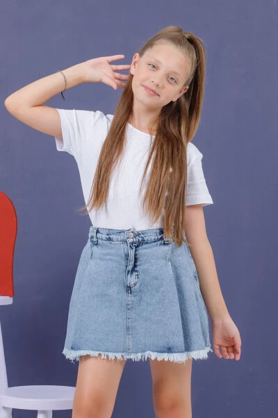 4-14 Yaş Kız Çocuk Kot Şort Etek - GENEL MARKALAR