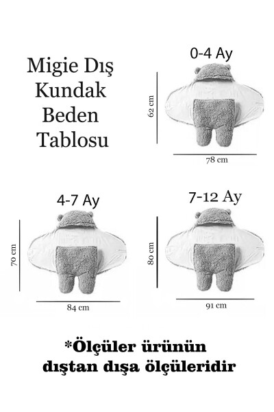 4-7 Ay Bebek Dış Kundak Uyku Tulumu Kıvırcık Wellsoft Peluş Kırık Beyaz - 4