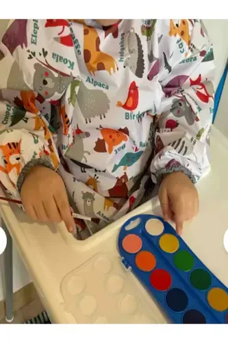 4-7 Лет Zooo.Водонепроницаемый, С Длинным Рукавом Детский Фартук Для Активного Рисования-Оранжевый - 5