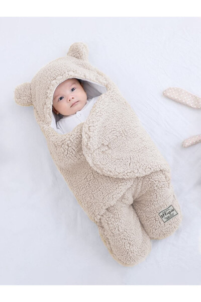 4-7 Month Baby Swaddle Sleepsuit Curly Wellsoft Plush Beige - 2