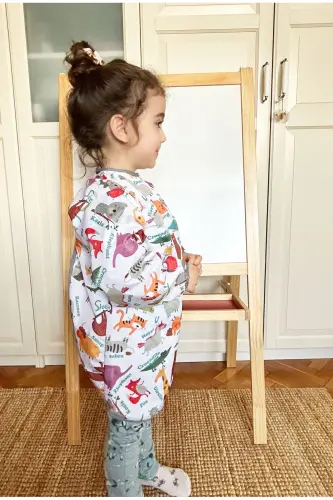 3-6 Yaş, Zoo, Sıvı Geçirmez, Makinede Yıkanabilir, Uzun Kollu Çocuk Faaliyet, Aktivite Boyama Önlüğü - 3
