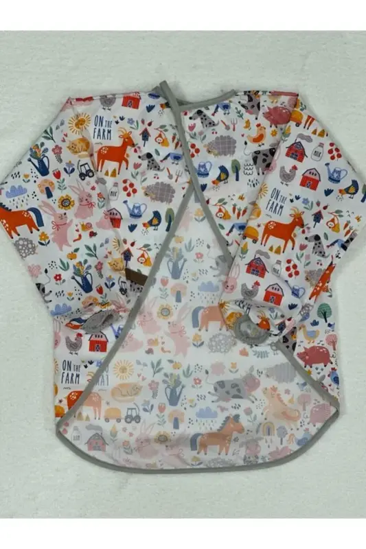 4-7 Yaş Sıvı Geçirmez, Uzun Kollu Çocuk Faaliyet Aktivite Boyama Önlüğü-farm - 2