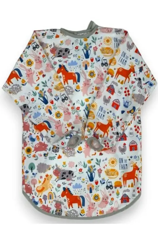 4-7 Yaş Sıvı Geçirmez, Uzun Kollu Çocuk Faaliyet Aktivite Boyama Önlüğü-farm - AŞKIN PARTI EVI