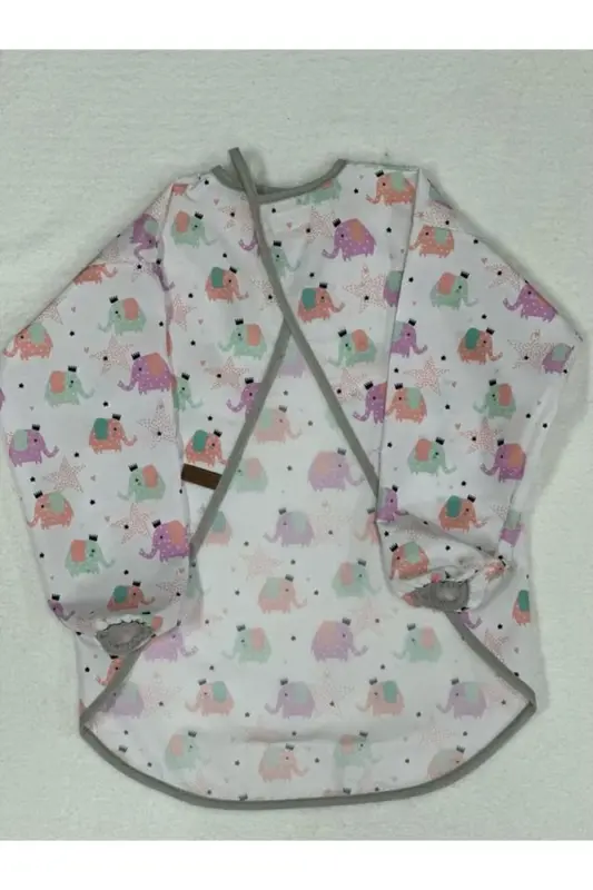 4-7 Yaş Sıvı Geçirmez, Uzun Kollu Çocuk Faaliyet Aktivite Boyama Önlüğü-fil - 2