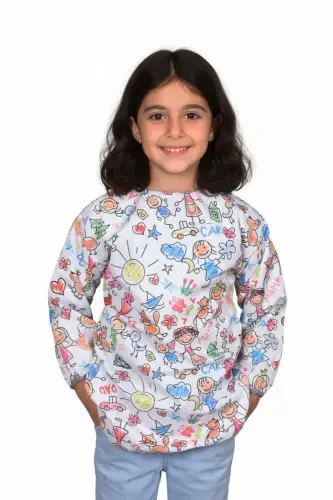 4-7 Years Old Kids Family Waterproof, Machine Washable, Long Sleeve Child Activity Painting Apron - 1