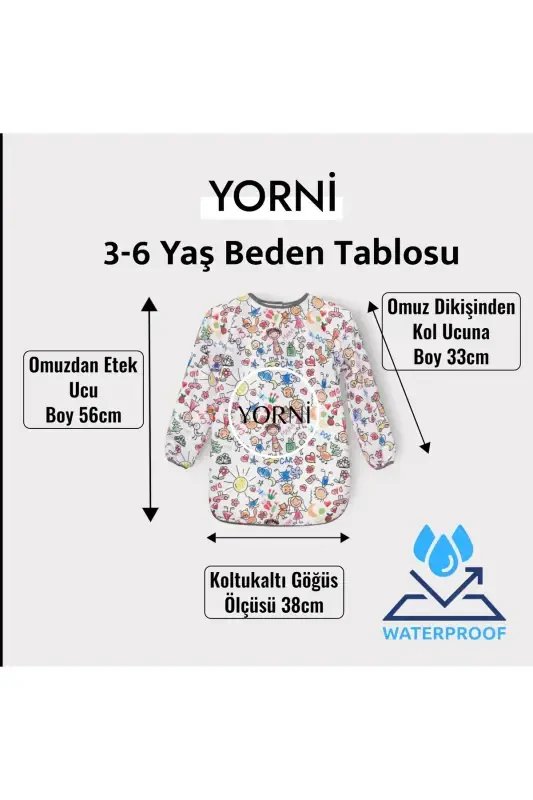 4-7 Years Old Kids Family Waterproof, Machine Washable, Long Sleeve Child Activity Painting Apron - 2