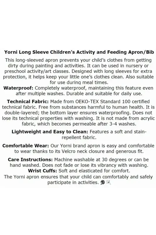 4-7 Years Old Kids Family Waterproof, Machine Washable, Long Sleeve Child Activity Painting Apron - 6