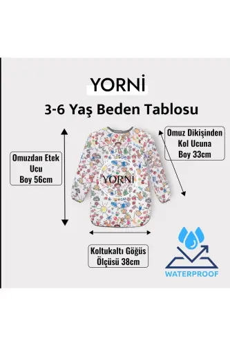 4-7 Years Old Kids Family Waterproof, Machine Washable, Long Sleeve Child Activity Painting Apron - 3