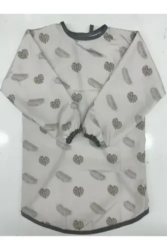 4-7 Years Waterproof Long Sleeve Kids Activity Painting Apron-Beige leaf - 1