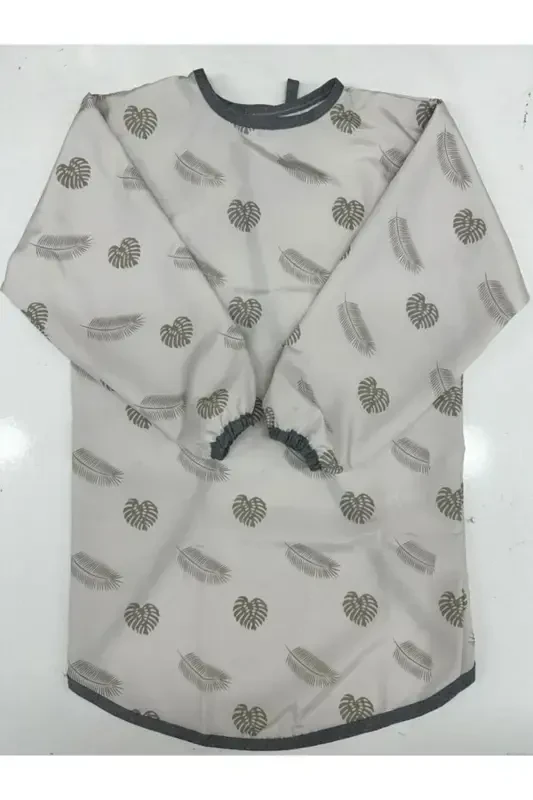 4-7 Years Waterproof Long Sleeve Kids Activity Painting Apron-Beige leaf - AŞKIN PARTI EVI