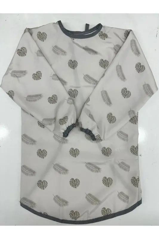 4-7 Years Waterproof Long Sleeve Kids Activity Painting Apron-Beige leaf - 4