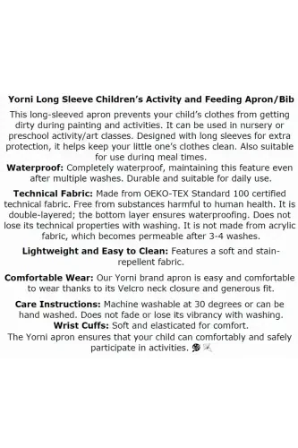 4-7 Years, Zoo, Waterproof, Machine Washable, Long Sleeve Kids Activity, Activity Painting Apron - 7