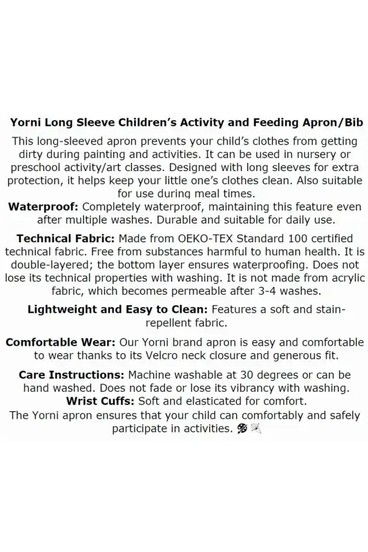4-7 Years, Zoo, Waterproof, Machine Washable, Long Sleeve Kids Activity, Activity Painting Apron - 7